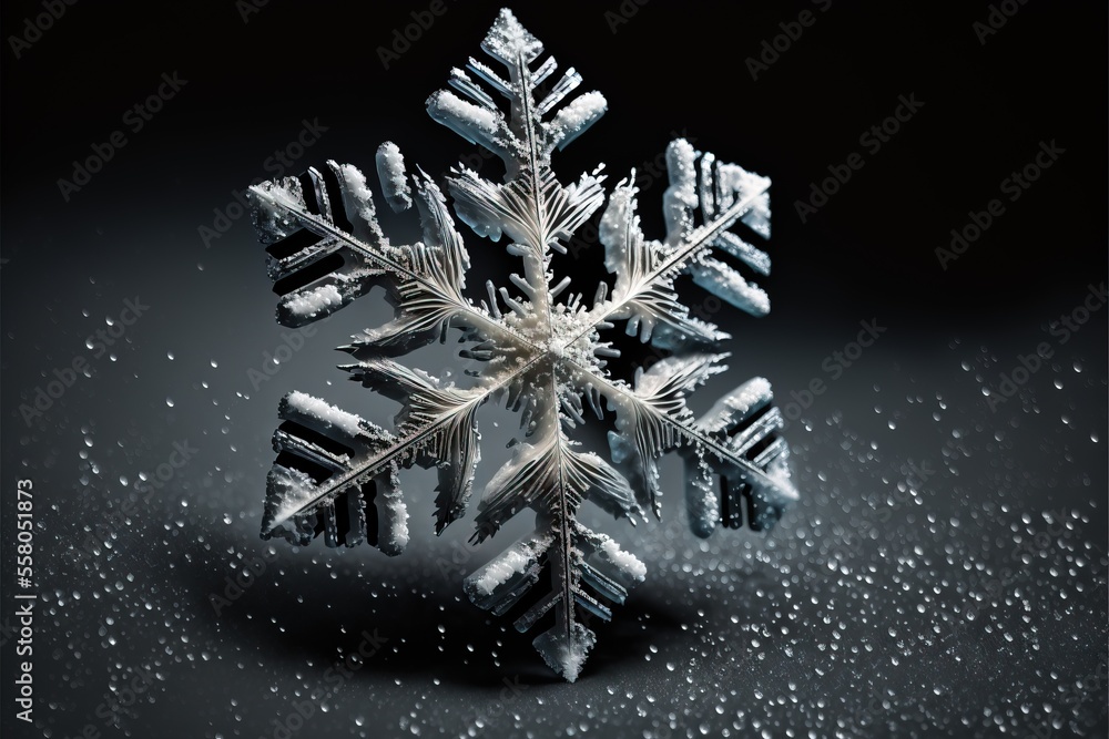 Aufkleber a snowflake is shown on a black surface with snow flakes around it and snow flakes on the bottom of 