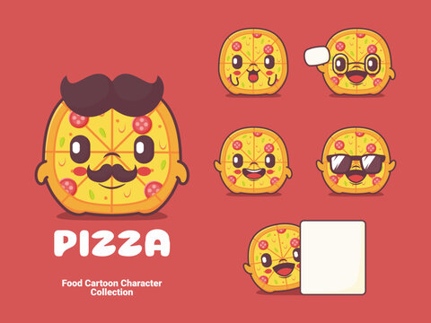 pizza cartoon character vector illustration