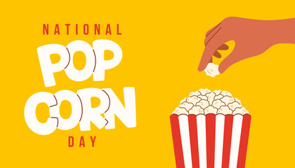 National popcorn day design background. Abstract background. January 19. Poster, banner, card, background. Eps 10. - obrazy, fototapety, plakaty