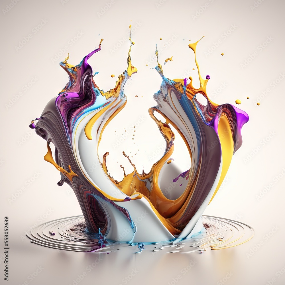 Poster a splash of paint on top of a white surface with a white back ground and a white back ground with a 