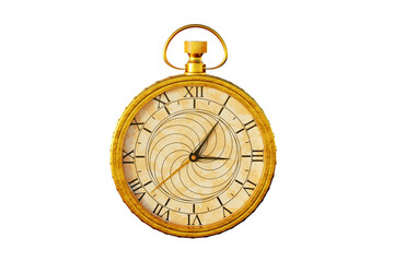 Antique gold clock with transparent background. 3d Render