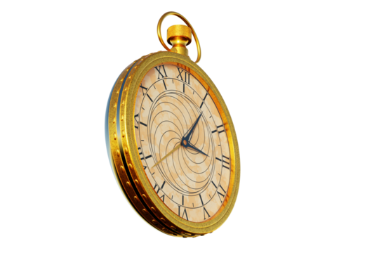 Antique clock with transparent background. 3D Render