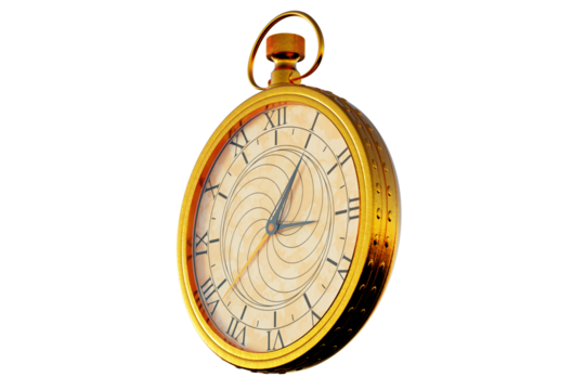 Antique clock on transparent background. 3D Render