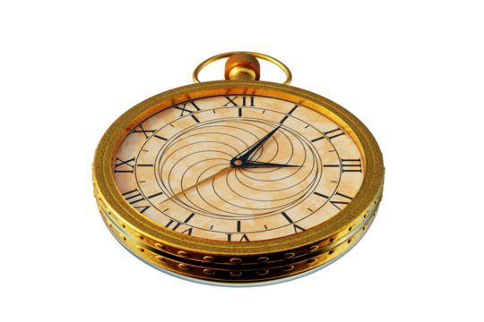 Antique clock on transparent background. 3D Render