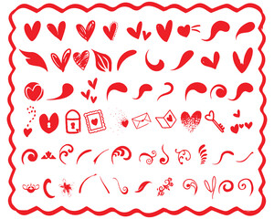 Heart different icons with red colour 