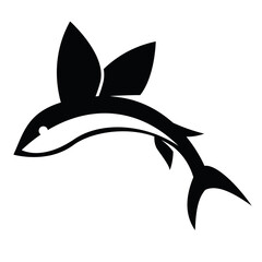 flying fish silhouette vector design