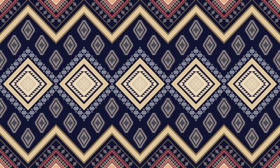 Abstract geometric ethnic pattern design for clothing, fabric, background, wallpaper, wrapping, batik. Knitwear, Pixel pattern, Embroidery style. Vector illustration