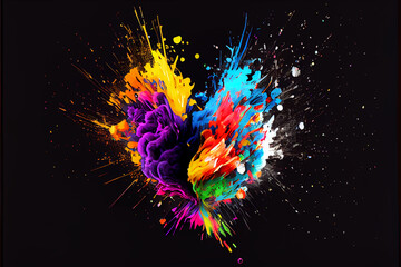 heart of colorful splashes. generative ai