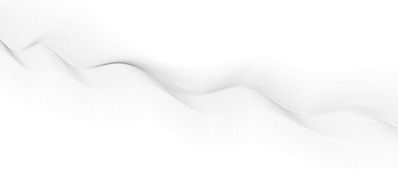 Obraz premium Wave line background with smooth shape. Beautiful wavy line on a white background. Horizontal banner template. Abstract futuristic template. Chrome technological wallpaper.