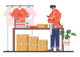 Online business owner packing product orders