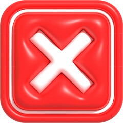 Obraz premium No, Wrong and Declined 3D icon, Realistic Negative Red cross symbol 3D rendering illustration
