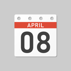 Icon page calendar day - 8 April
