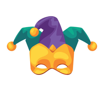 mardi gras mask with joker hat
