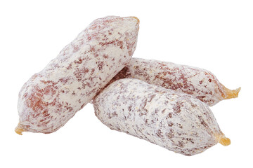 Closeup view of fermented mini parma sausages