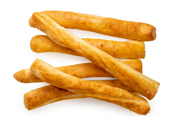 Butter breadstick or long pastry isolate on white with clipping path