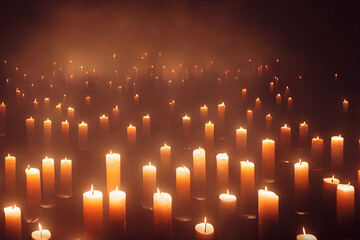 Several candles were lit, warm light with Generative AI