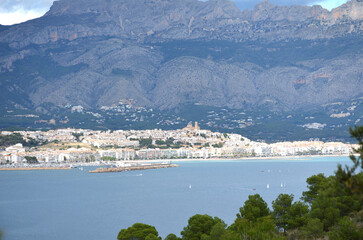 Mediterranean sea in Alicante coast, Spain, between the towns of Albir and Calpe in a sunny day.