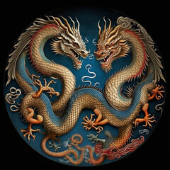 Fototapeta premium Chinese dragon art - generative AI
