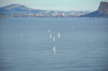 Obraz premium Mediterranean sea in Alicante coast, Spain, between the towns of Albir and Calpe in a sunny day.