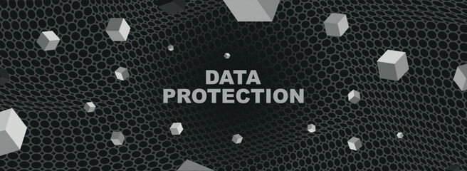 data protection sign on black background