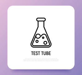 Test tube thin line icon. Symbol of laboratory. Modern vector illustration.