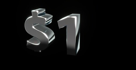 1$, ein, , preis, kosten, prämie, Euro, zahl, betrag, Gutschrift, Dollar, Gewinn, Kapital, Business, Schrift, 3d, gold, silber