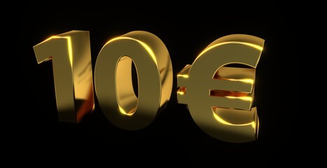 10€, 10, zehn, preis, kosten, prämie, Euro, zahl, betrag, Gutschrift, Dollar, Gewinn, Kapital, Business, Schrift, 3d, gold, silber