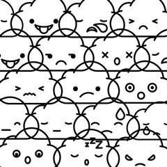 Doodle clouds with many expression