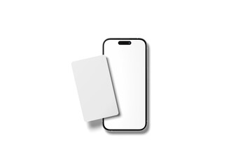 Smartphone and business card mockup in realistic 3D rendering on white background