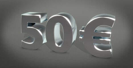 50€, 50, fünfzig, preis, kosten, prämie, Euro, zahl, betrag, Gutschrift, Dollar, Gewinn, Kapital, Business, Schrift, 3d, gold, silber