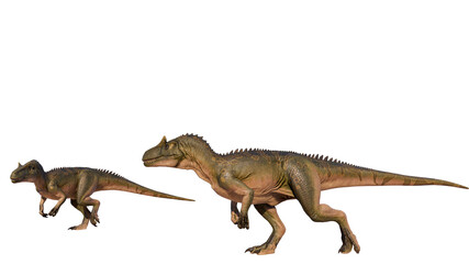 Allosaurus roaring isolated on blank background PNG ultra high resolution