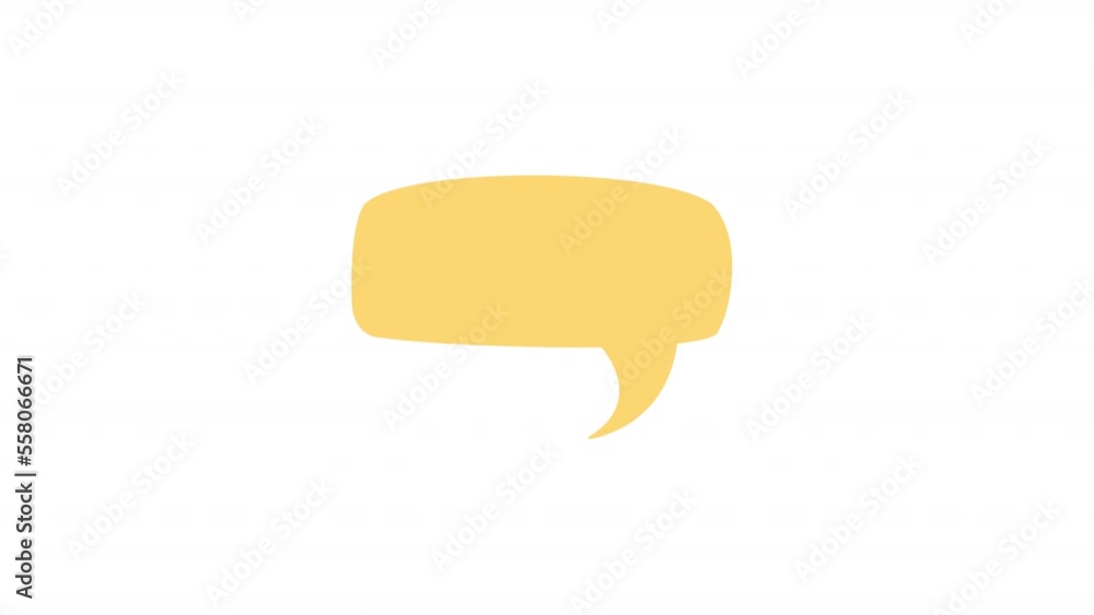 Poster animated yellow text shape element. flat cartoon style hd video footage. square speech bubble. speak