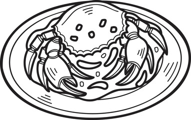 Hand Drawn Stir Fried Crab with Curry Powder or Thai food illustration