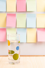 The water glass on the table