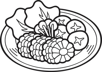 Hand Drawn vegetable dish illustration