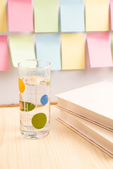 The water glass on the table