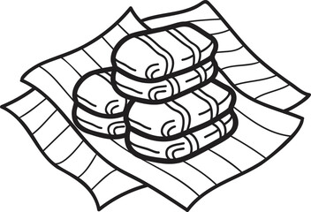 Hand Drawn Khao Tom Mud or Thai desserts illustration