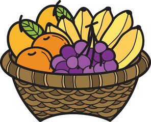 Hand Drawn fruit basket illustration