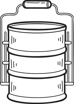 Hand Drawn thai Tiffin and Thai food illustration