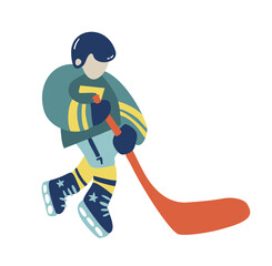 Ice Hockey Player. Hockey player. Simple, doodle, cartoon, hand drawn