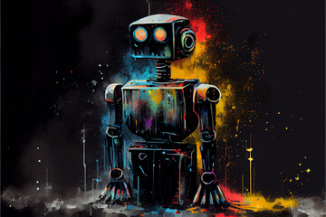 robot painting graffiti. generative ai