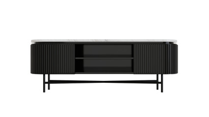 3D rendering Black Cabinet on White Background, Cabinet top with