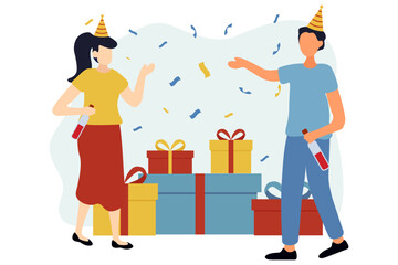 Birthday Party Flat Design Illustration