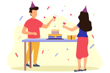 Birthday Party Flat Design Illustration