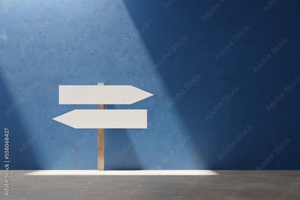 Aufkleber two way directional signpost background, 3d rendering