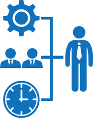 Management icon, time management icon blue vector