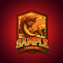 fish jumping mascot vector illustration