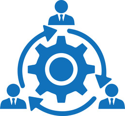 Management icon, business management icon blue vector