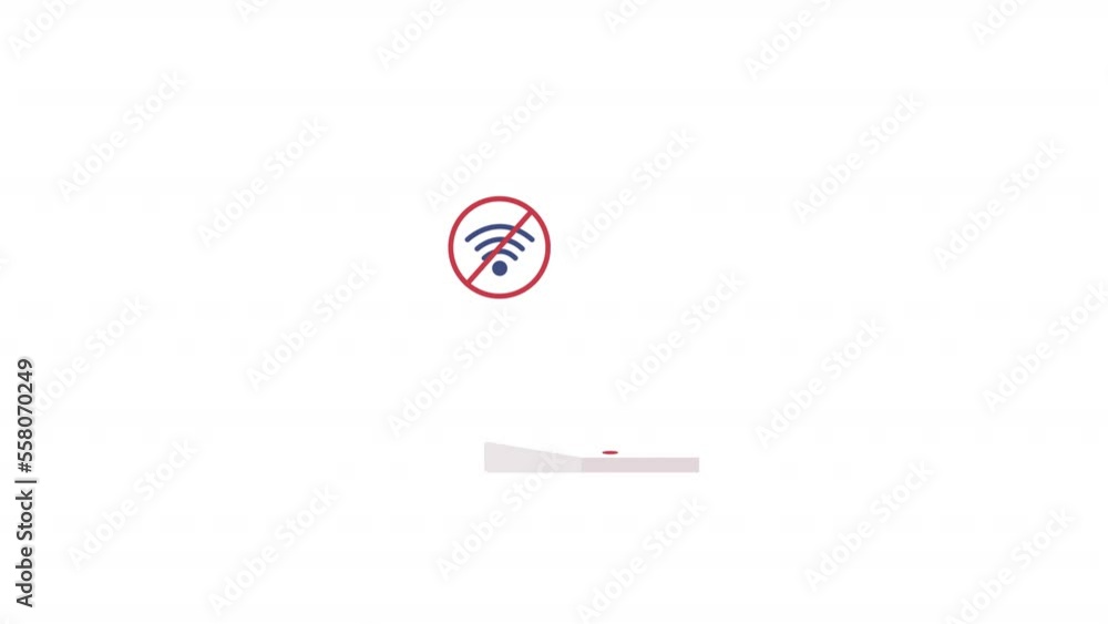 Poster animated no wifi elements. flat cartoon style hd video footage. internet connection problem. router 