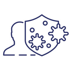 virus protection line icon with man and shield